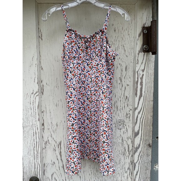 Treasure & Bond Skater Mini Dress Girl’s 14 White Red Floral Spaghetti Strap - Picture 4 of 11